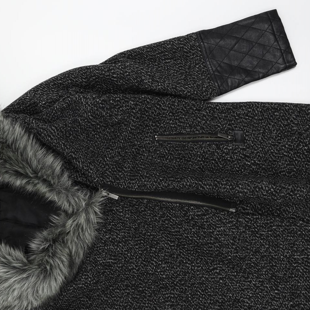 New Look  Womens Grey Herringbone  Overcoat Coat Size 12