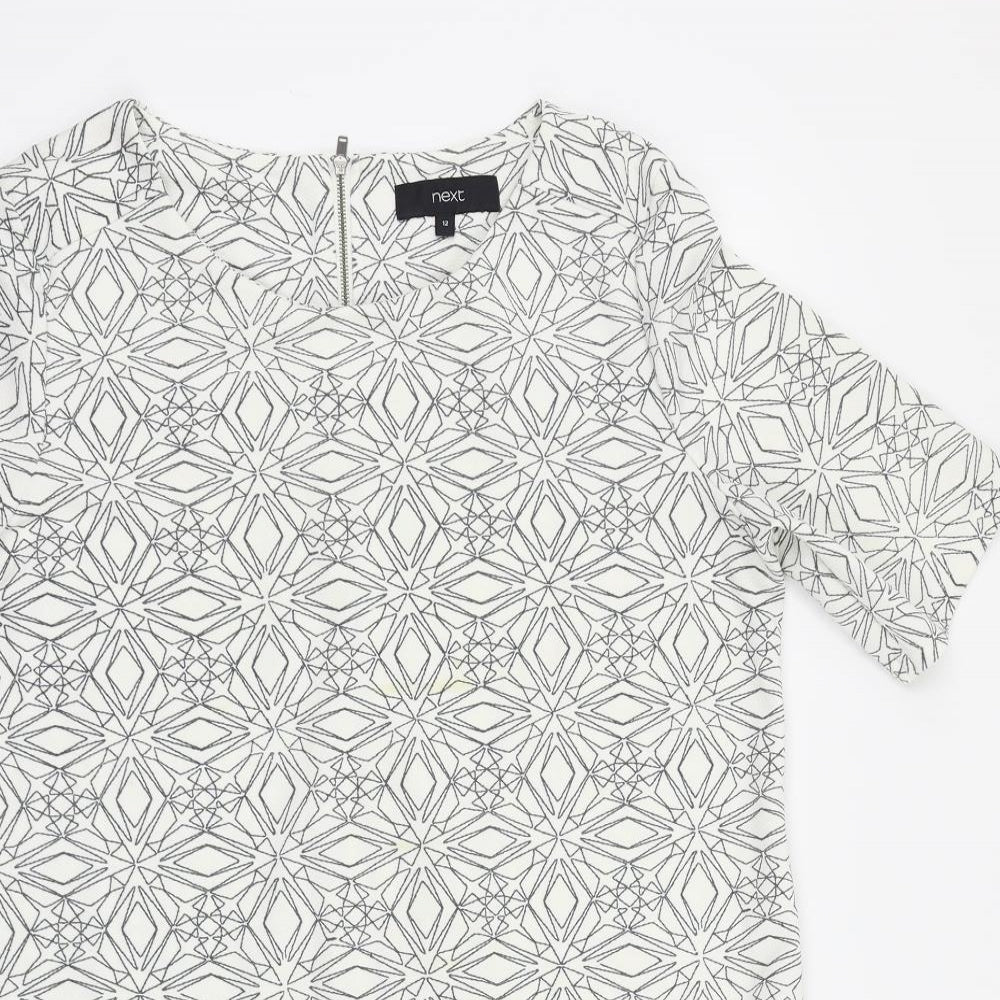 NEXT Womens White Argyle/Diamond  A-Line  Size 12