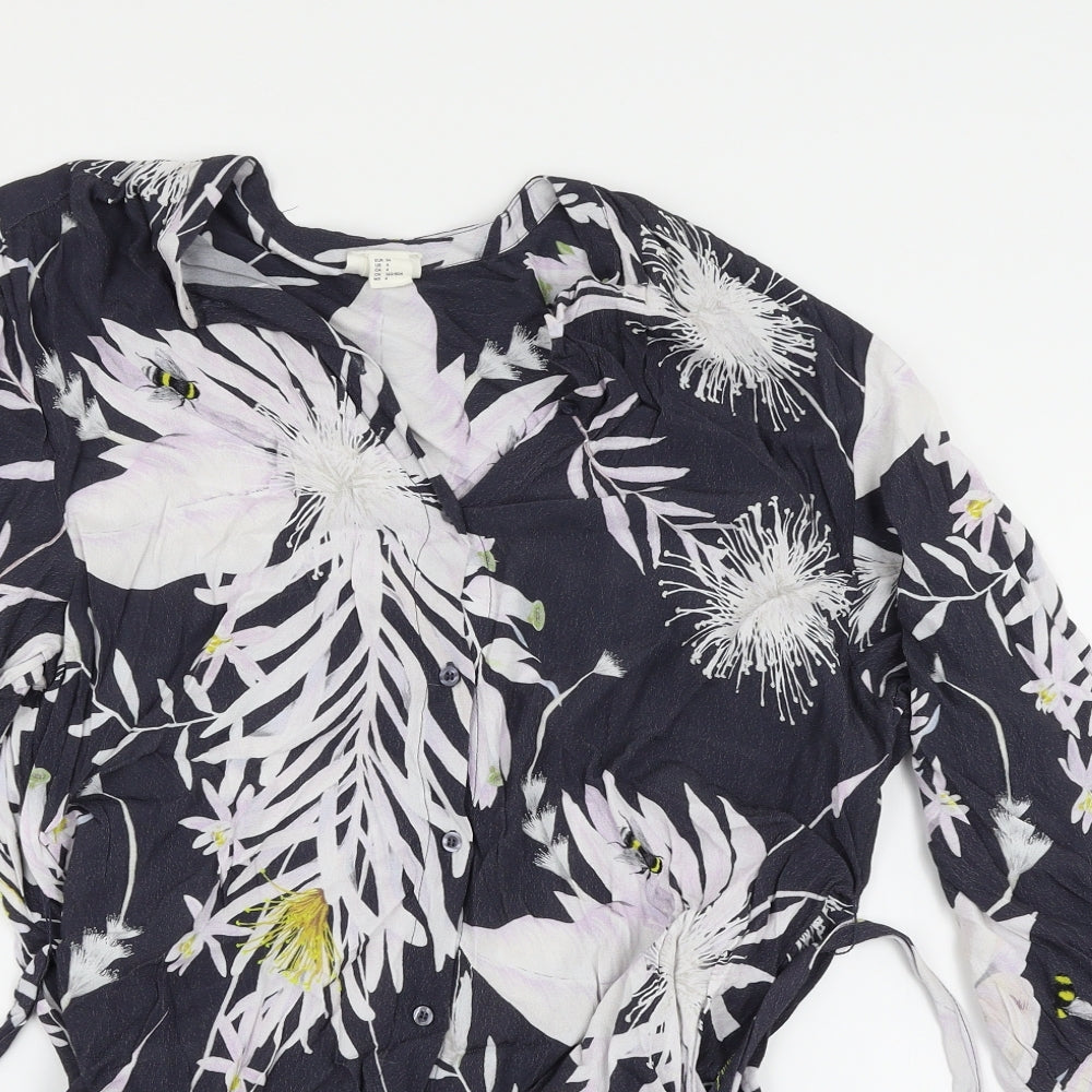 Womens UK Size 6 H&M Multicoloured Basic Button-Up