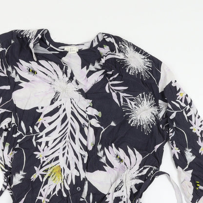 Womens UK Size 6 H&M Multicoloured Basic Button-Up