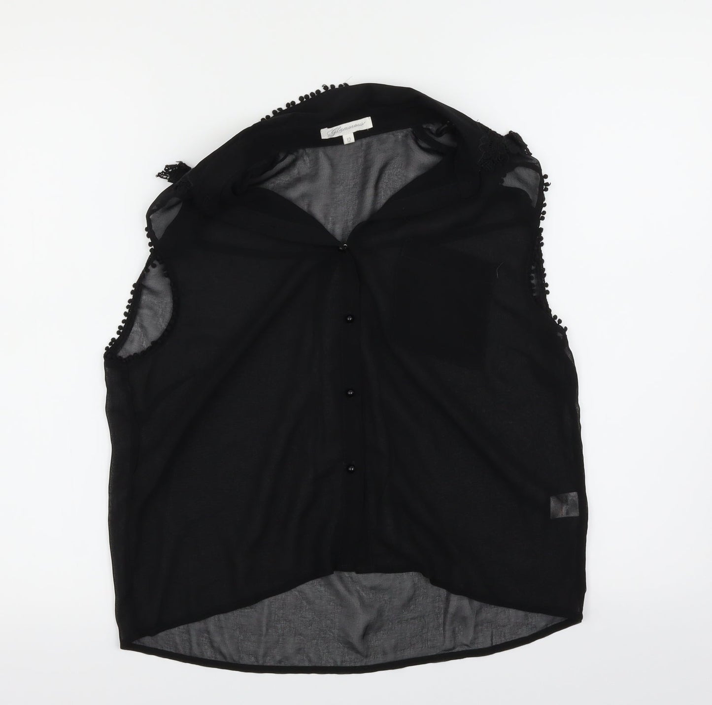 Womens UK Size 12 Glamorous Black Basic Blouse