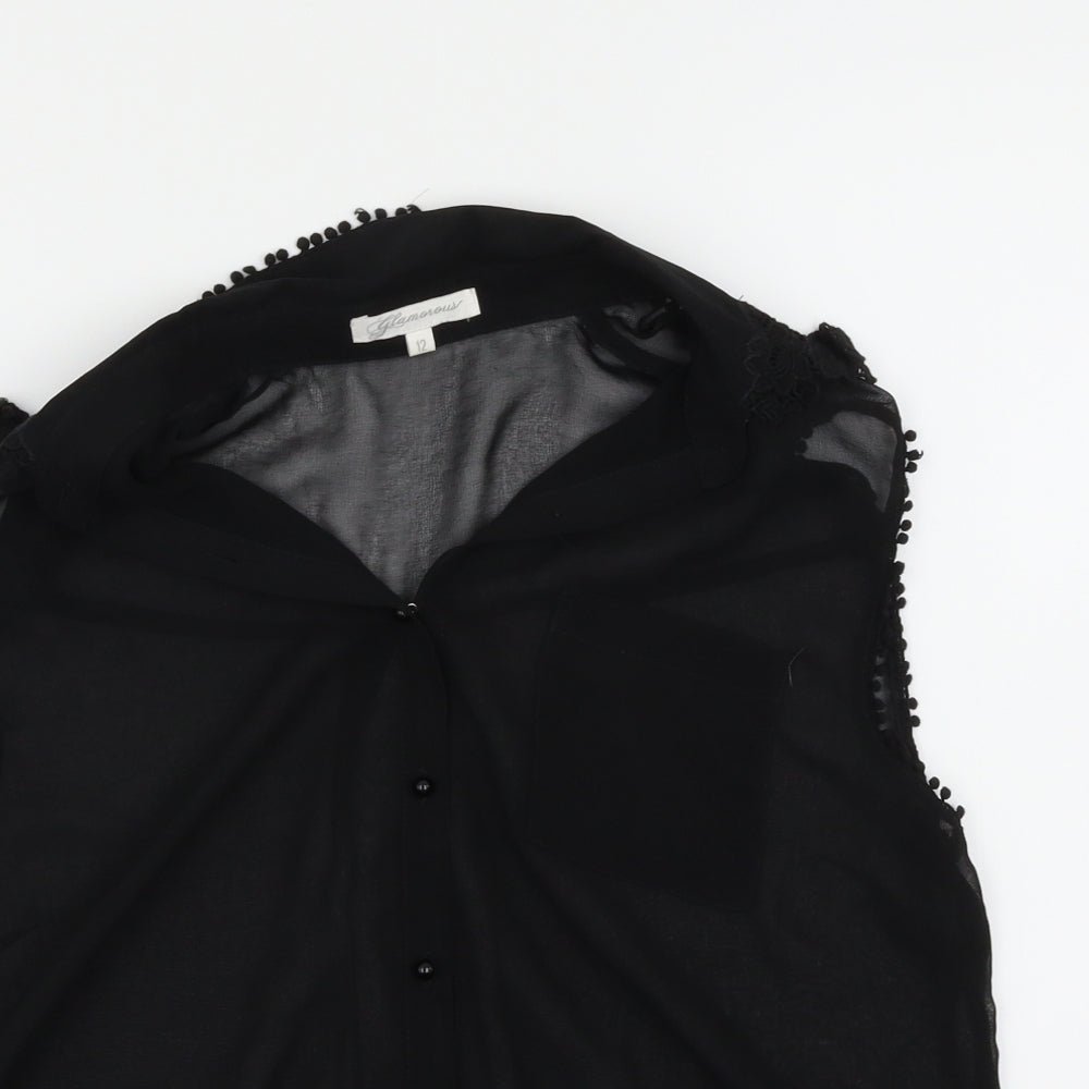 Womens UK Size 12 Glamorous Black Basic Blouse