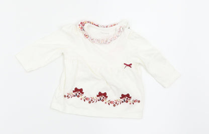 Nutmeg Girls White Floral  Basic T-Shirt Size 3-6 Months