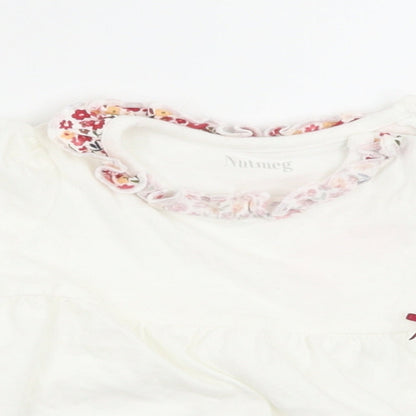 Nutmeg Girls White Floral  Basic T-Shirt Size 3-6 Months