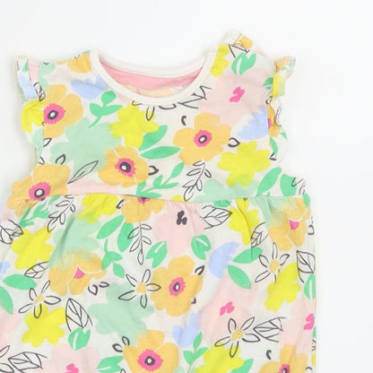 Fred & Flo Girls Multicoloured Floral  Basic T-Shirt Size 3-6 Months