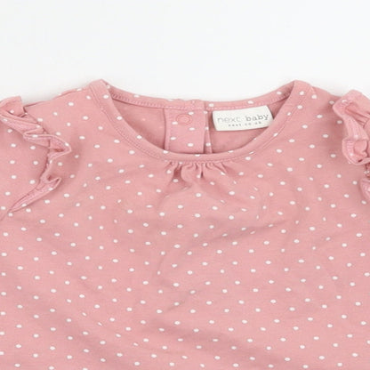 NEXT Girls Pink Polka Dot  Basic T-Shirt Size 3-6 Months