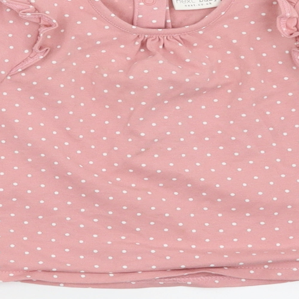 NEXT Girls Pink Polka Dot  Basic T-Shirt Size 3-6 Months