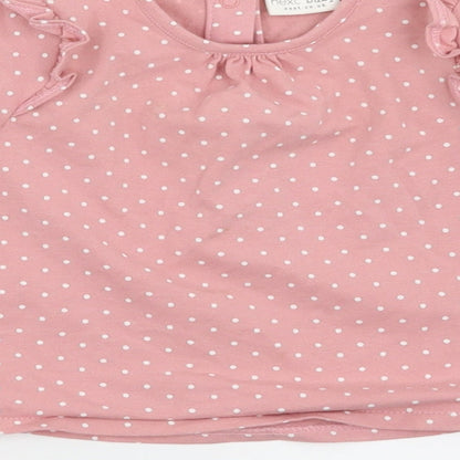 NEXT Girls Pink Polka Dot  Basic T-Shirt Size 3-6 Months