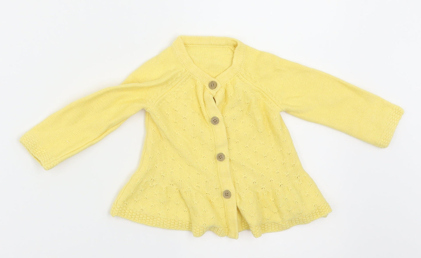 Nutmeg  Girls Yellow Argyle/Diamond  Cardigan Jumper Size 3-6 Months