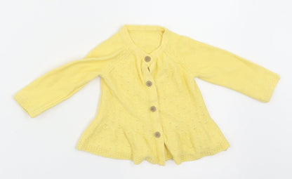Nutmeg  Girls Yellow Argyle/Diamond  Cardigan Jumper Size 3-6 Months