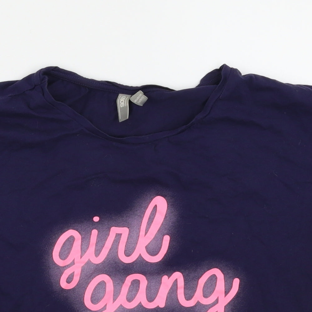 Womens UK Size 10 ASOS Blue Basic T-Shirt