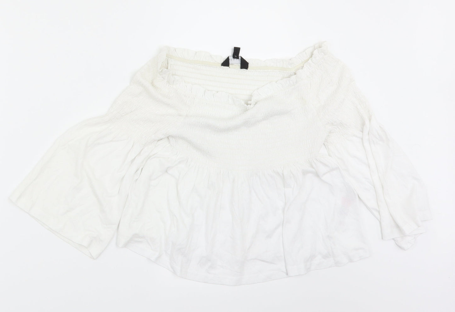 Womens UK Size 10 New Look White Cropped Blouse