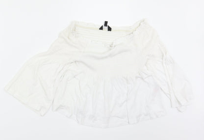 Womens UK Size 10 New Look White Cropped Blouse