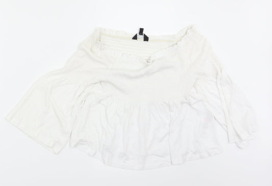 Womens UK Size 10 New Look White Cropped Blouse