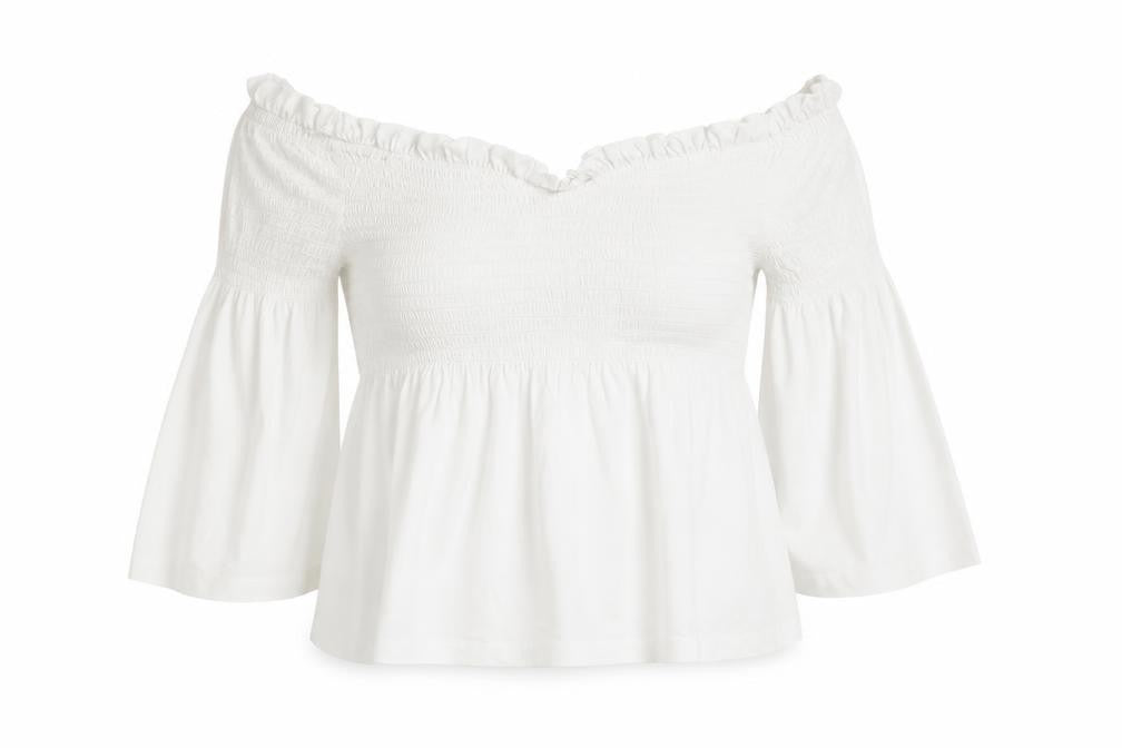 Womens UK Size 10 New Look White Cropped Blouse