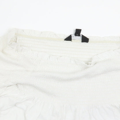 Womens UK Size 10 New Look White Cropped Blouse