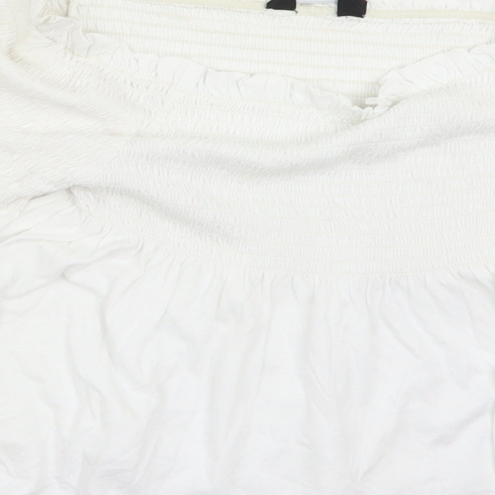 Womens UK Size 10 New Look White Cropped Blouse