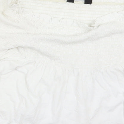 Womens UK Size 10 New Look White Cropped Blouse
