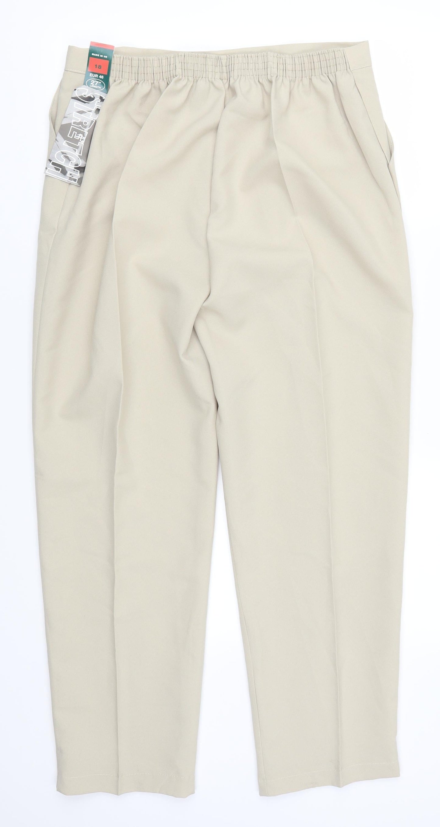 Womens UK Size 18 Preworn Regular Fit  Beige Trousers