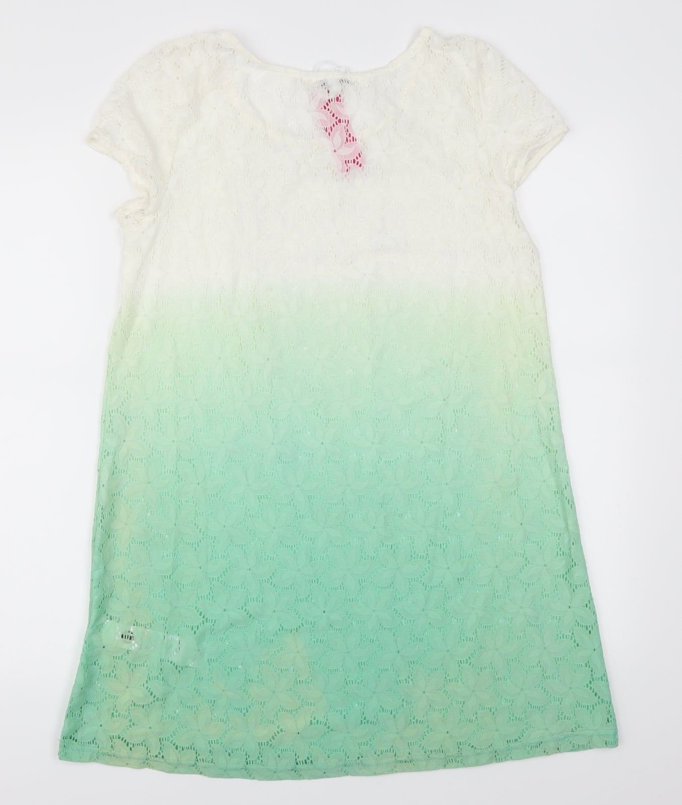 Happy Holly Womens Green Floral  Basic T-Shirt Size 8  - Green Ombre