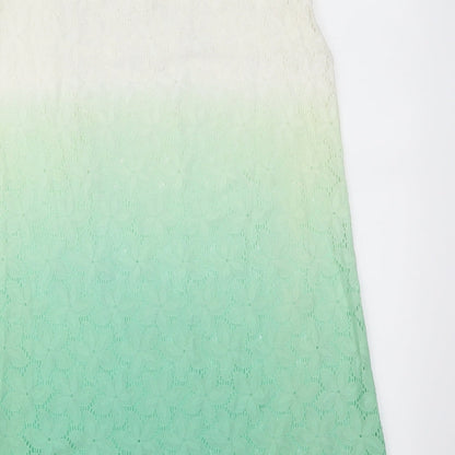 Happy Holly Womens Green Floral  Basic T-Shirt Size 8  - Green Ombre