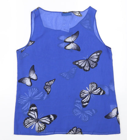Femme Womens Blue   Basic Tank Size 10  - Butterflies