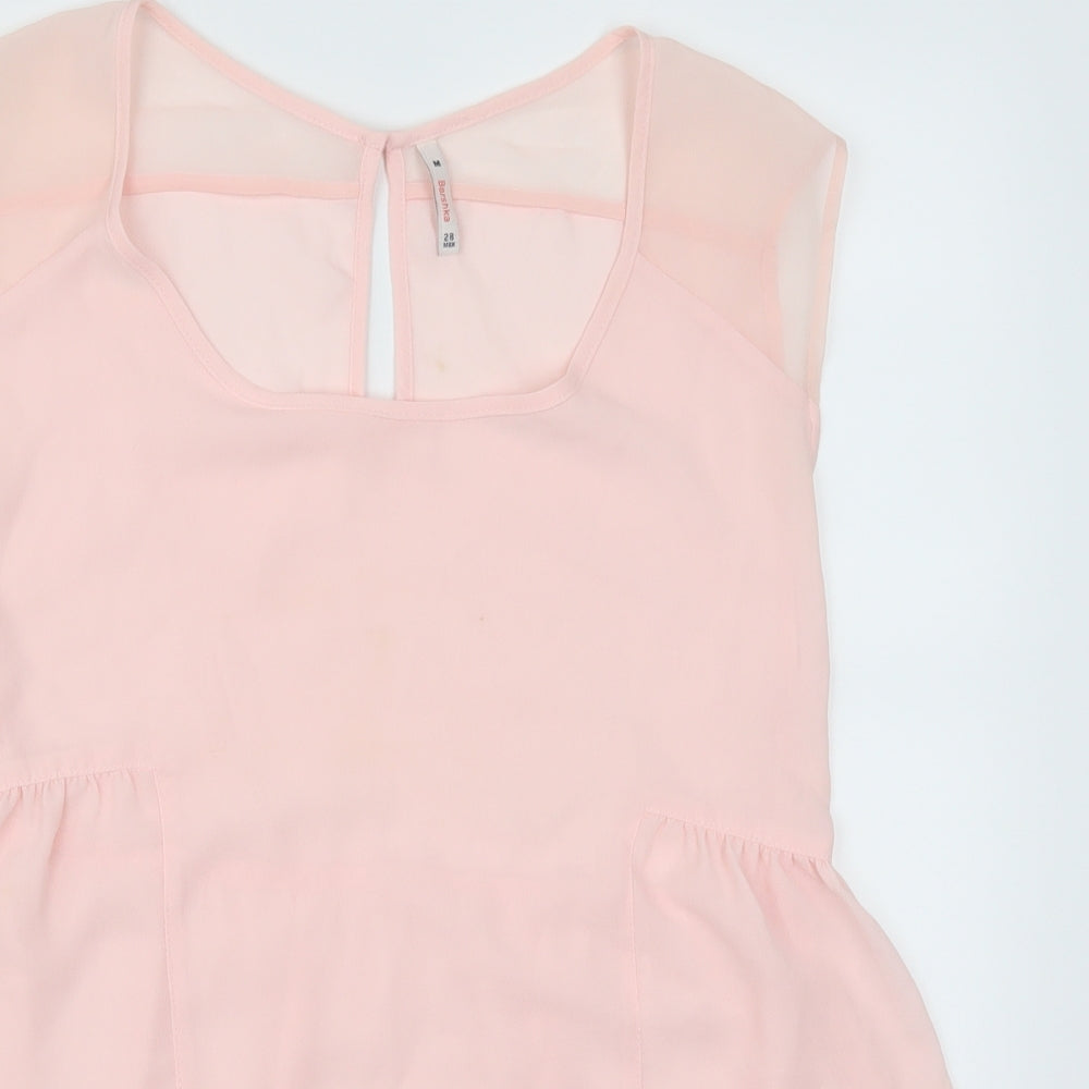 Womens UK Size M Bershka Pink Basic Blouse