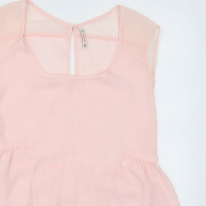 Womens UK Size M Bershka Pink Basic Blouse