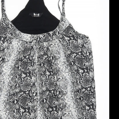 K&D Womens Grey Animal Print  Basic Tank Size 16
