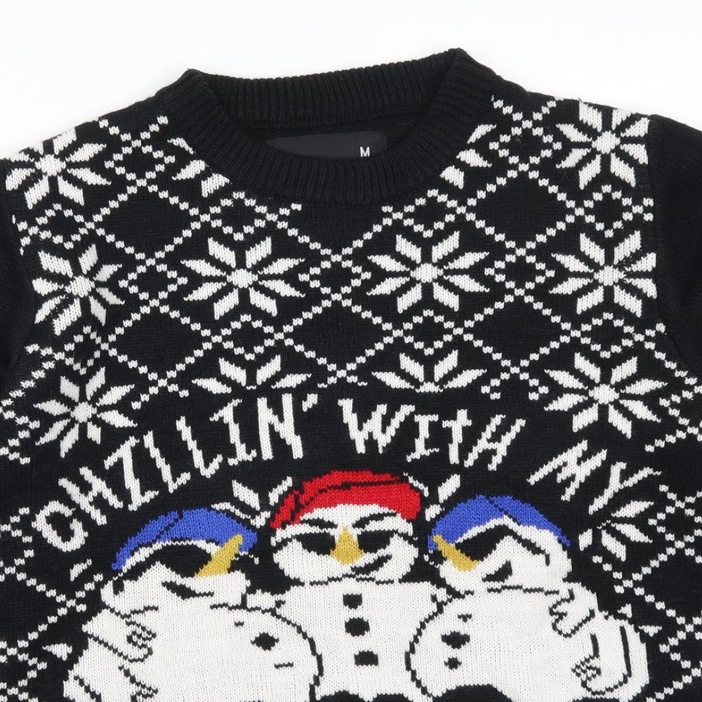 American Stitch Mens Black   Pullover Jumper Size M  - Chillin With My Snowmies