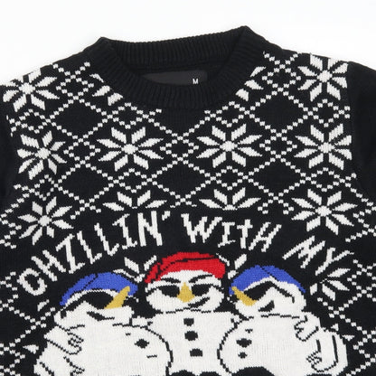 American Stitch Mens Black   Pullover Jumper Size M  - Chillin With My Snowmies