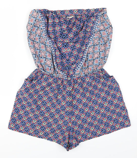 F&F Womens Blue Geometric  Playsuit One-Piece Size 10