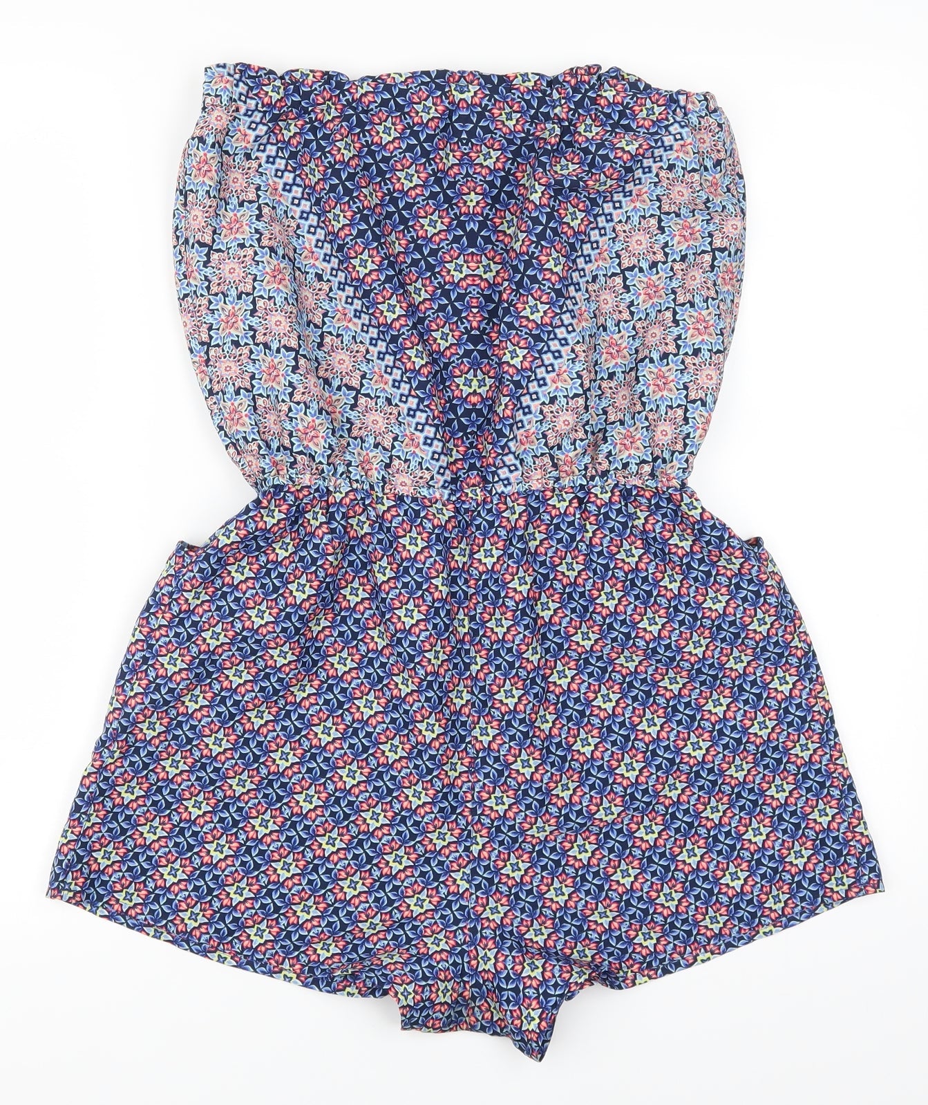 F&F Womens Blue Geometric  Playsuit One-Piece Size 10