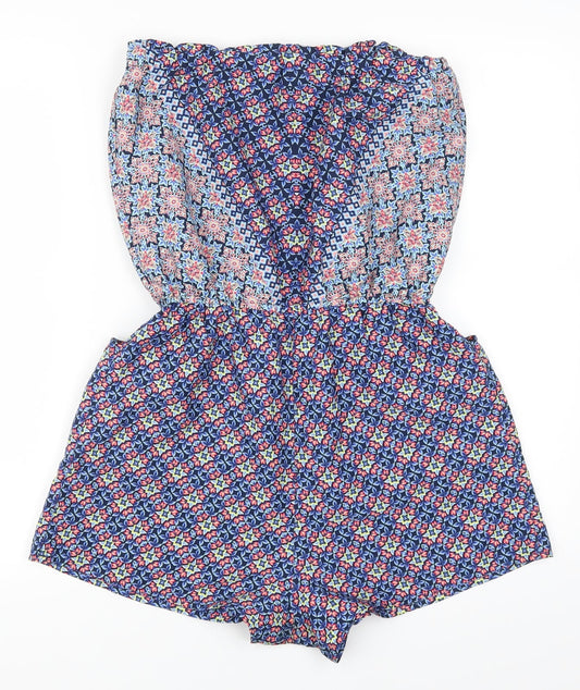 F&F Womens Blue Geometric  Playsuit One-Piece Size 10