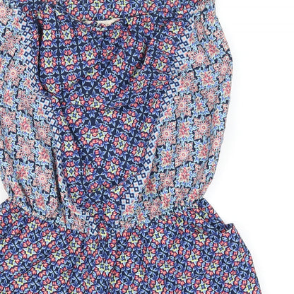 F&F Womens Blue Geometric  Playsuit One-Piece Size 10