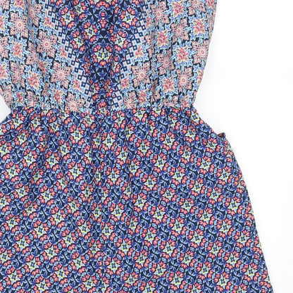 F&F Womens Blue Geometric  Playsuit One-Piece Size 10