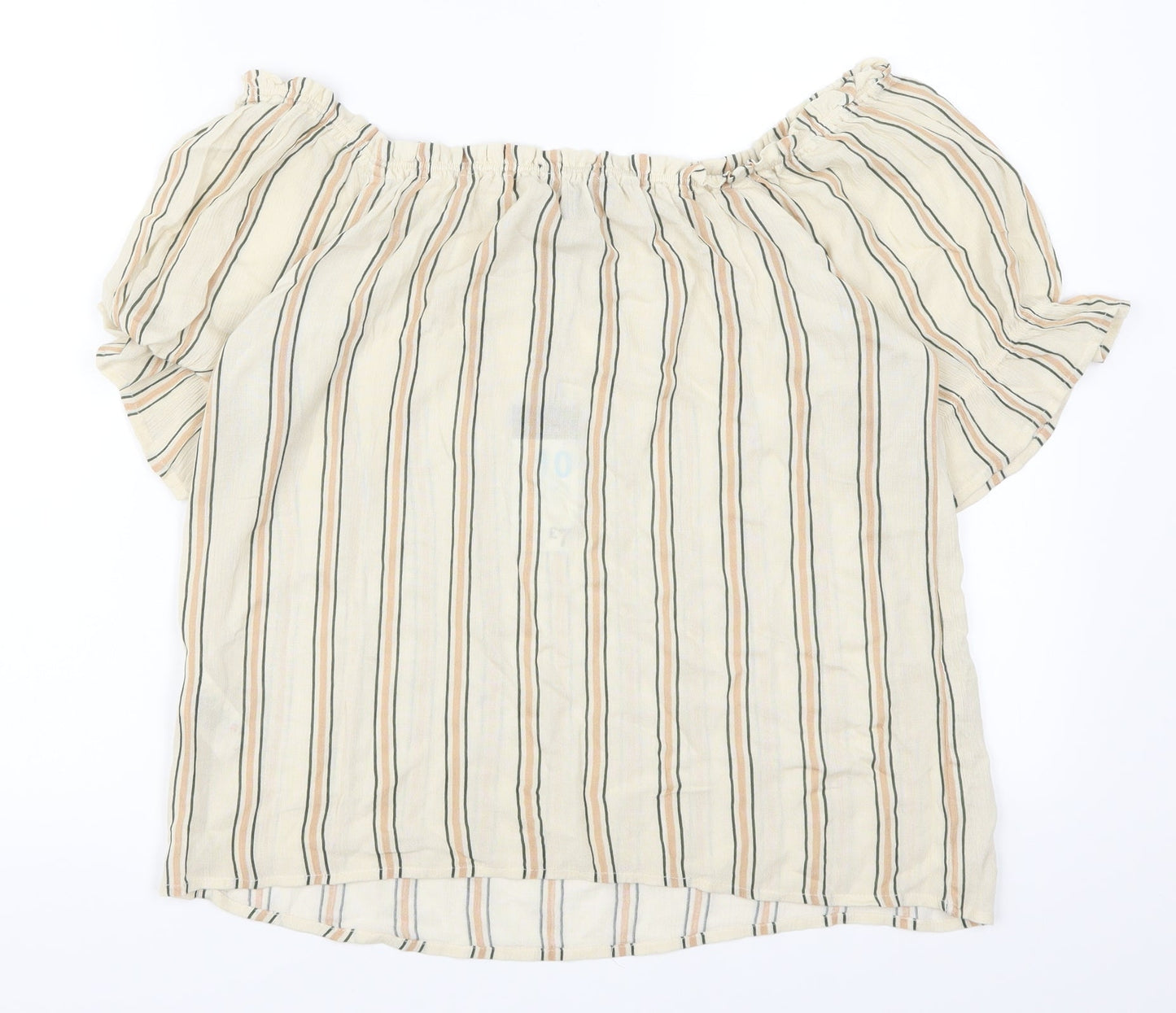 Primark Womens Beige Striped  Basic Blouse Size 10