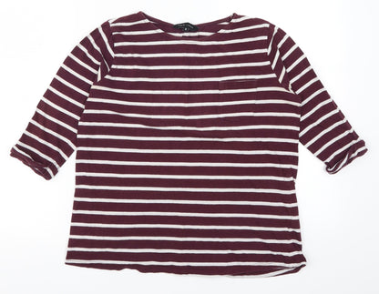 New Look Womens Purple Striped  Basic T-Shirt Size 6