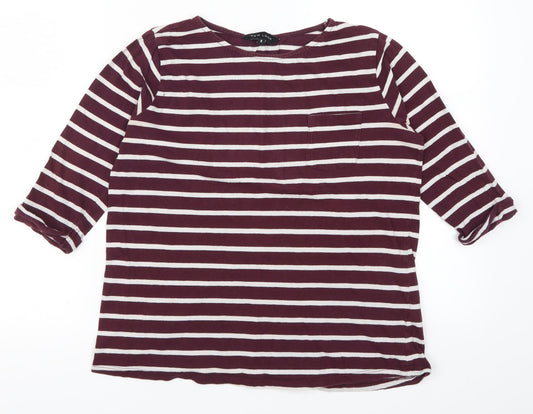 New Look Womens Purple Striped  Basic T-Shirt Size 6