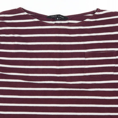 New Look Womens Purple Striped  Basic T-Shirt Size 6