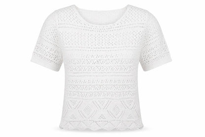 Womens UK Size 8 Avenue White Basic T-Shirt