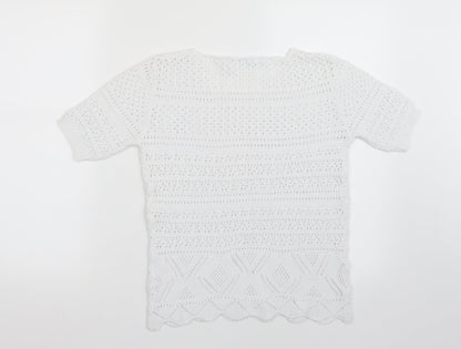 Avenue Womens White   Basic T-Shirt Size 8