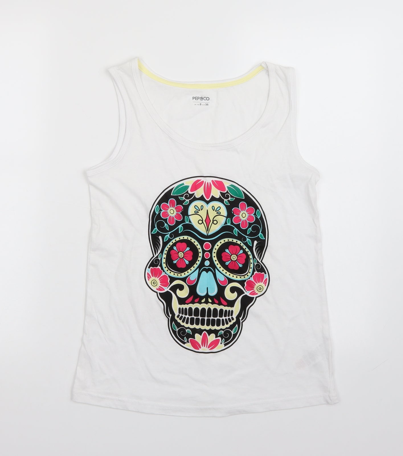 Womens UK Size 8 Pep & co White Basic Tank