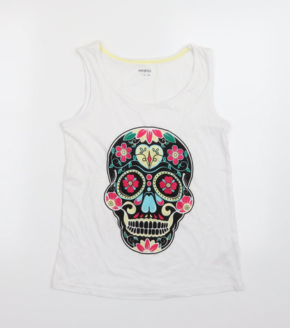 Womens UK Size 8 Pep & co White Basic Tank