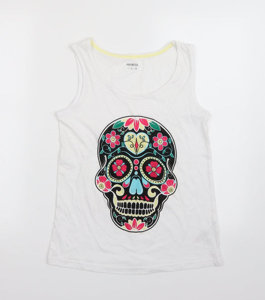 Womens UK Size 8 Pep & co White Basic Tank