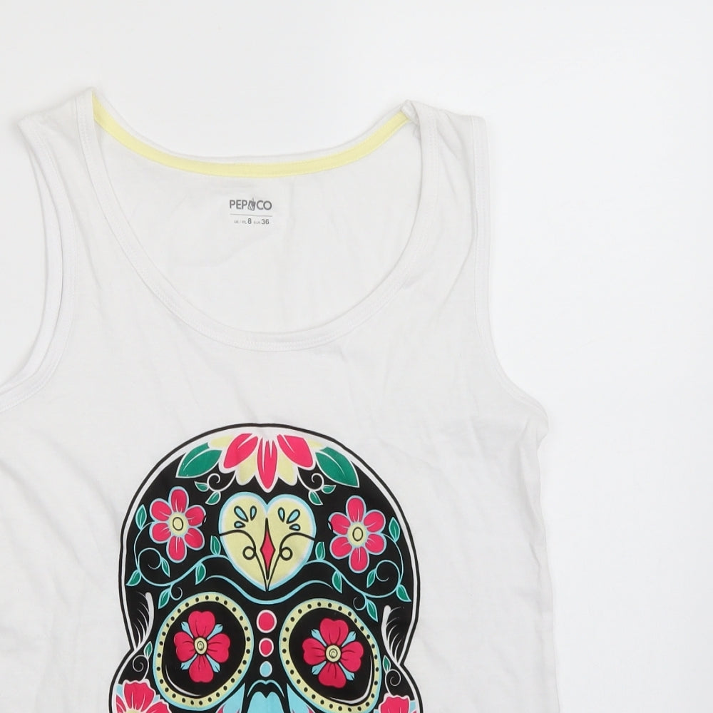 Womens UK Size 8 Pep & co White Basic Tank