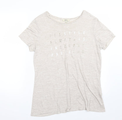 Womens UK Size 14 Papaya Beige Basic T-Shirt