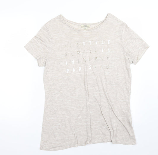 Womens UK Size 14 Papaya Beige Basic T-Shirt