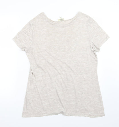 Womens UK Size 14 Papaya Beige Basic T-Shirt