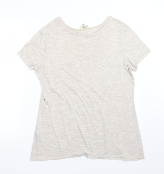 Womens UK Size 14 Papaya Beige Basic T-Shirt